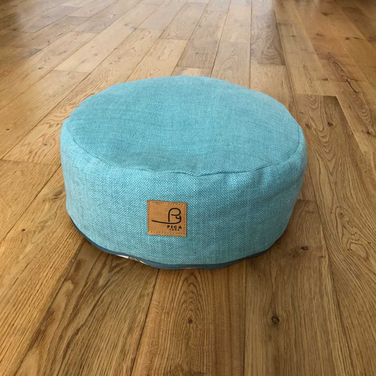 Zafu bleu clair / imprim� feuillage 2